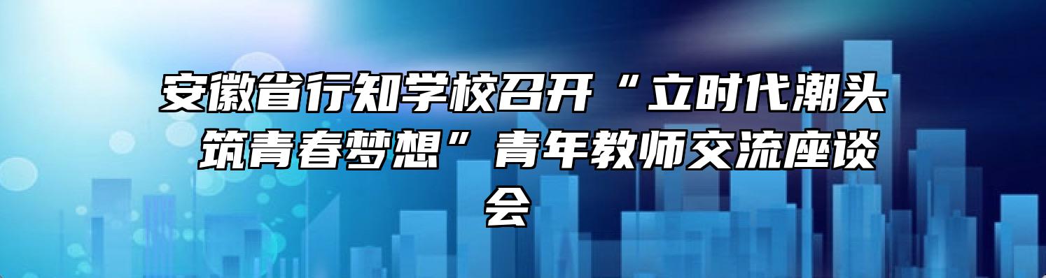 安徽省行知学校召开“立时代潮头 筑青春梦想”青年教师交流座谈会 