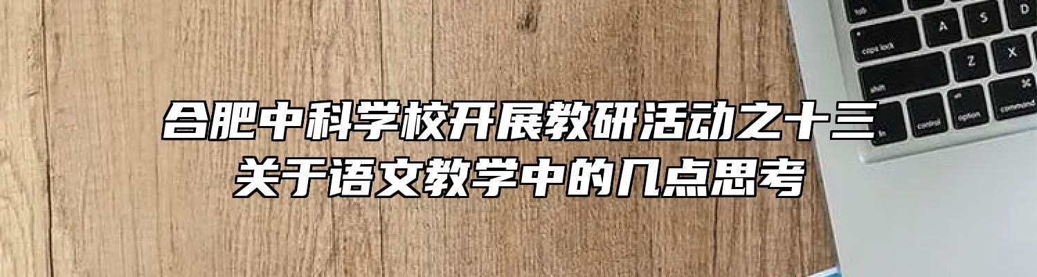 合肥中科学校开展教研活动之十三关于语文教学中的几点思考