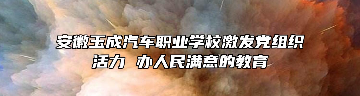 安徽玉成汽车职业学校激发党组织活力 办人民满意的教育