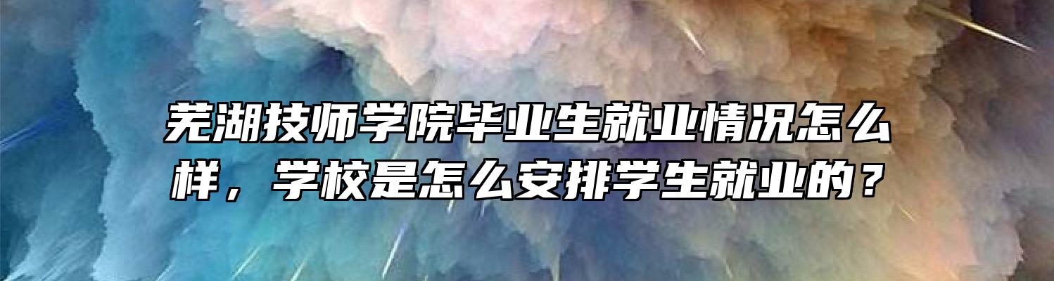 芜湖技师学院毕业生就业情况怎么样，学校是怎么安排学生就业的？