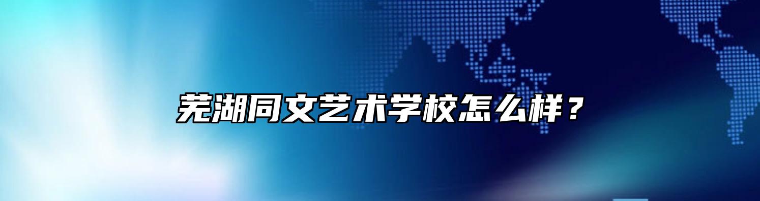 芜湖同文艺术学校怎么样？