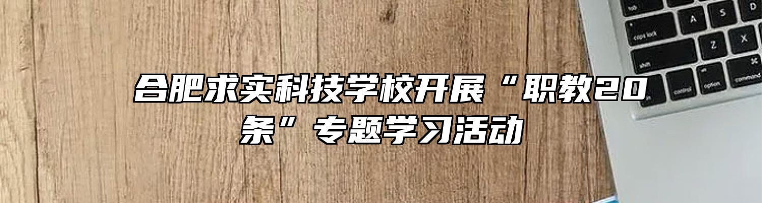 ​合肥求实科技学校开展“职教20条”专题学习活动