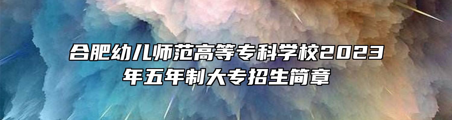 合肥幼儿师范高等专科学校2023年五年制大专招生简章