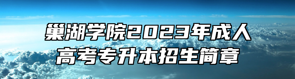 巢湖学院2023年成人高考专升本招生简章