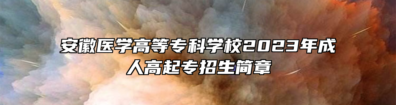 安徽医学高等专科学校2023年成人高起专招生简章