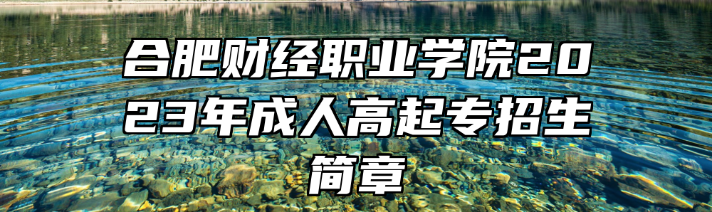 合肥财经职业学院2023年成人高起专招生简章