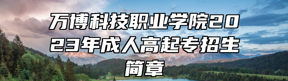 万博科技职业学院2023年成人高起专招生简章