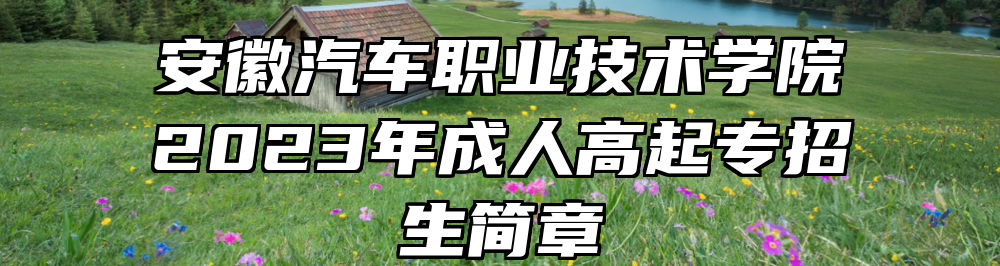 安徽汽车职业技术学院2023年成人高起专招生简章