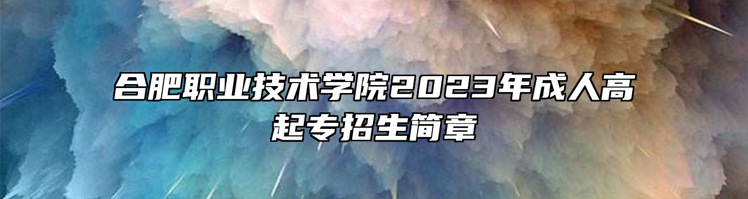 合肥职业技术学院2023年成人高起专招生简章