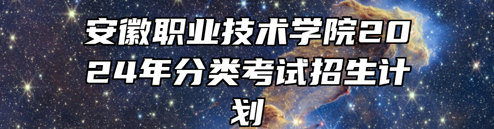 安徽职业技术学院2024年分类考试招生计划