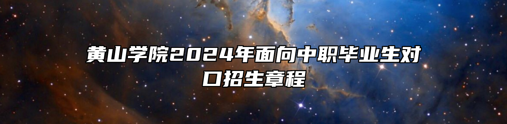 黄山学院2024年面向中职毕业生对口招生章程