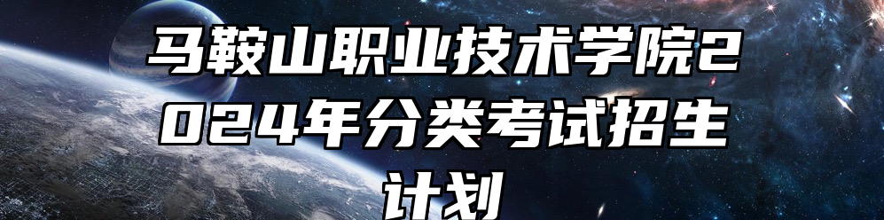 马鞍山职业技术学院2024年分类考试招生计划