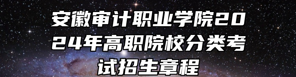 安徽审计职业学院2024年高职院校分类考试招生章程