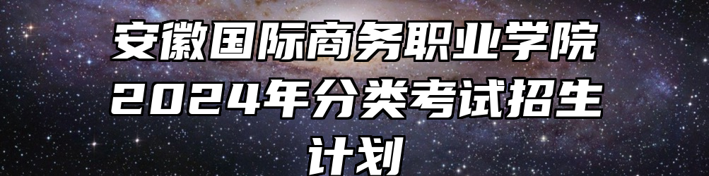 安徽国际商务职业学院2024年分类考试招生计划