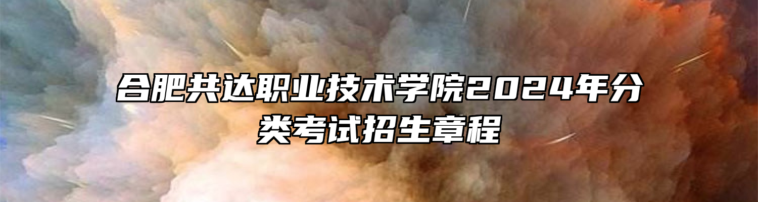 合肥共达职业技术学院2024年分类考试招生章程
