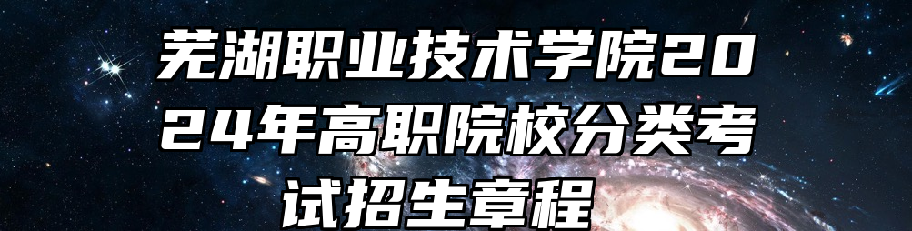 芜湖职业技术学院2024年高职院校分类考试招生章程 