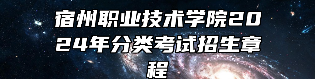 宿州职业技术学院2024年分类考试招生章程
