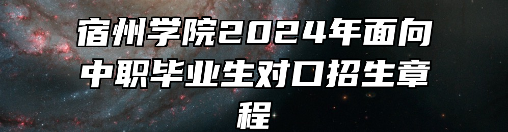 宿州学院2024年面向中职毕业生对口招生章程
