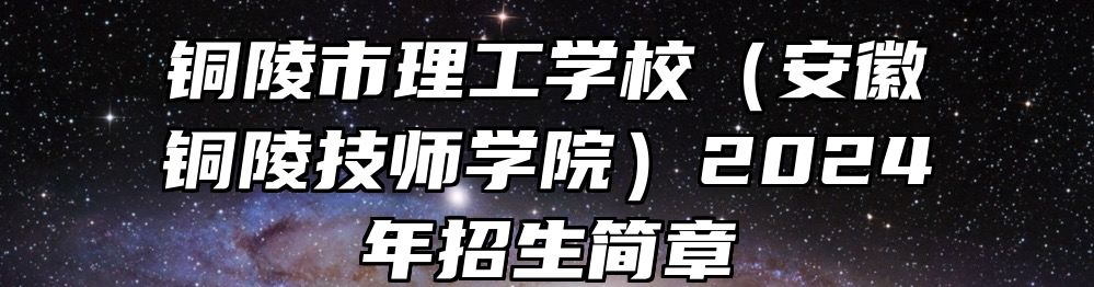 铜陵市理工学校（安徽铜陵技师学院）2024年招生简章