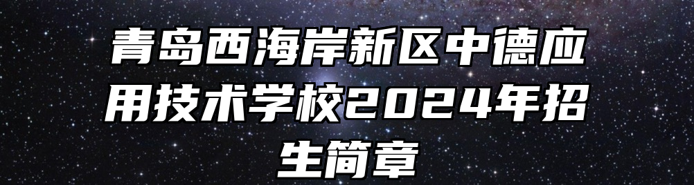 青岛西海岸新区中德应用技术学校2024年招生简章