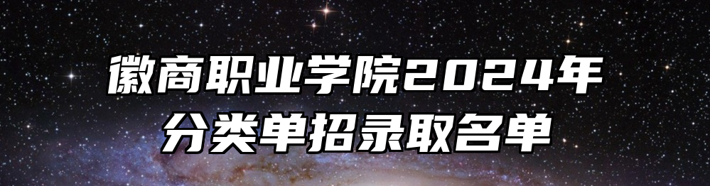 徽商职业学院2024年分类单招录取名单