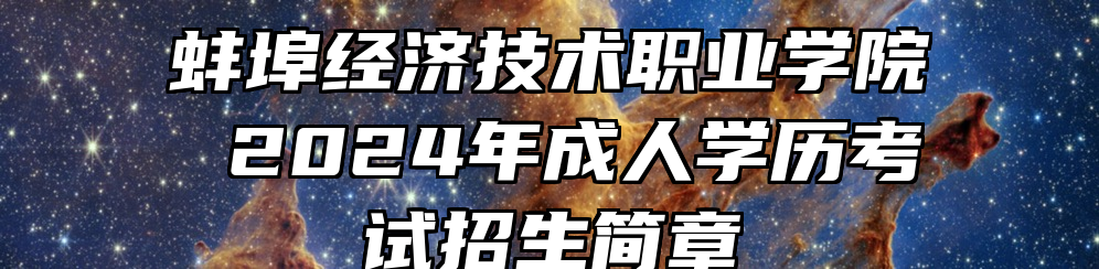 蚌埠经济技术职业学院 2024年成人学历考试招生简章