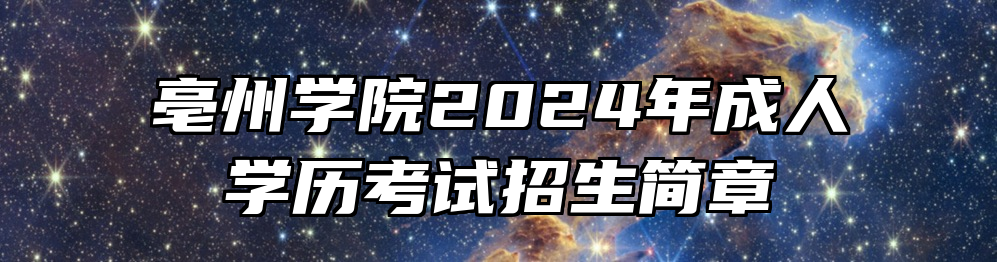 亳州学院2024年成人学历考试招生简章