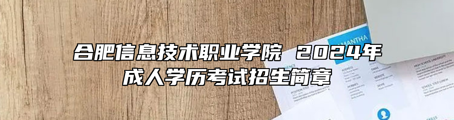 合肥信息技术职业学院 2024年成人学历考试招生简章