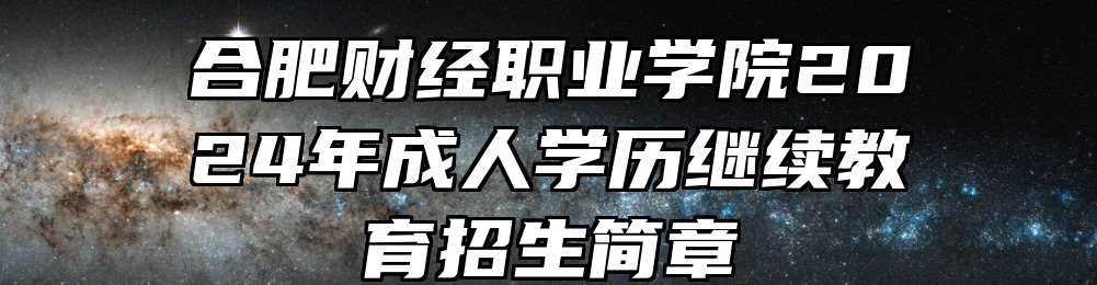 合肥财经职业学院2024年成人学历继续教育招生简章