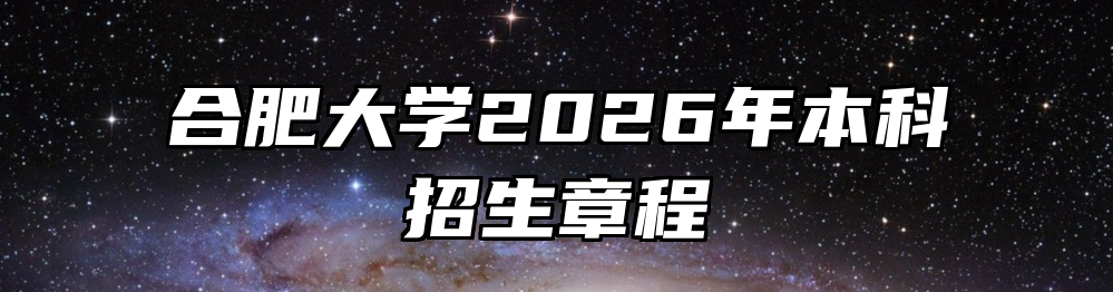 合肥大学2026年本科招生章程