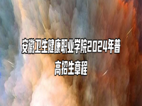安徽卫生健康职业学院2024年普高招生章程